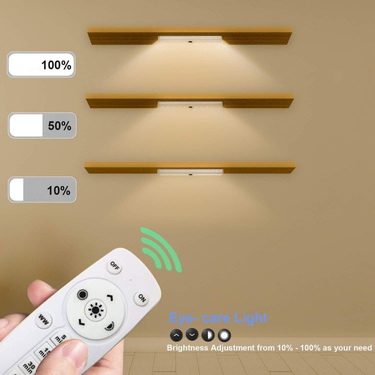 Picture of 4-Pack Wireless Under Cabinet Lights Battery-Powered LED with Remote, Dimmable & Timer for Kitchen & Bedroom