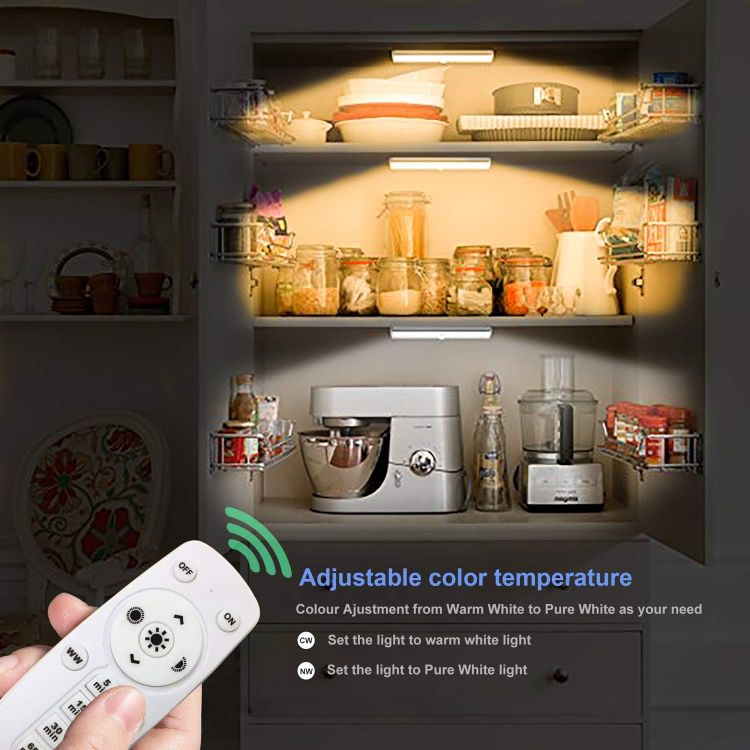 Picture of 4-Pack Wireless Under Cabinet Lights Battery-Powered LED with Remote, Dimmable & Timer for Kitchen & Bedroom