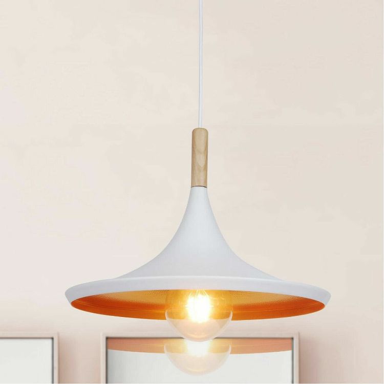 Picture of Industrial Pendant Light Shade Black & White Hanging Ceiling Lamp for Kitchen & Dining