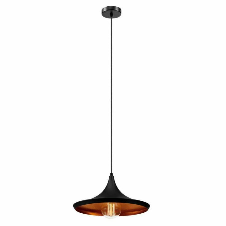 Picture of Industrial Pendant Light Shade Black & White Hanging Ceiling Lamp for Kitchen & Dining