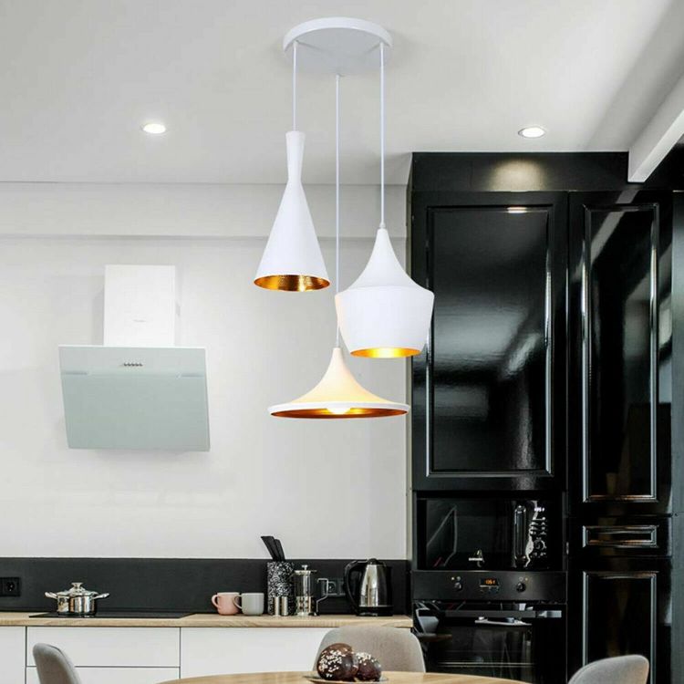 Picture of Industrial Pendant Light Shade Black & White Hanging Ceiling Lamp for Kitchen & Dining