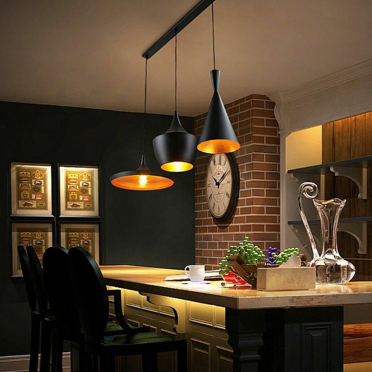 Picture of Industrial Pendant Light Shade Black & White Hanging Ceiling Lamp for Kitchen & Dining