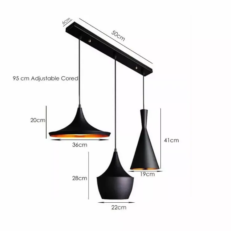 Picture of Industrial Pendant Light Shade Black & White Hanging Ceiling Lamp for Kitchen & Dining