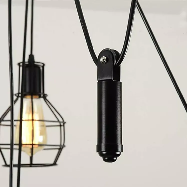 Picture of Vintage Industrial 6-Way Spider Chandelier Retro Pendant Ceiling Light with Cage Design