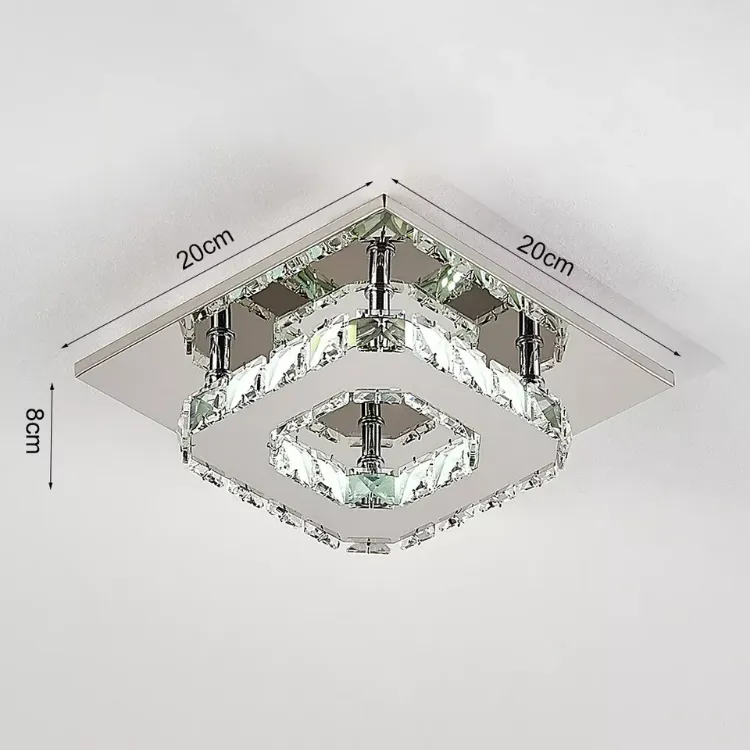 Picture of Modern Square Crystal LED Ceiling Light Chrome Pendant Chandelier for Home & Dining