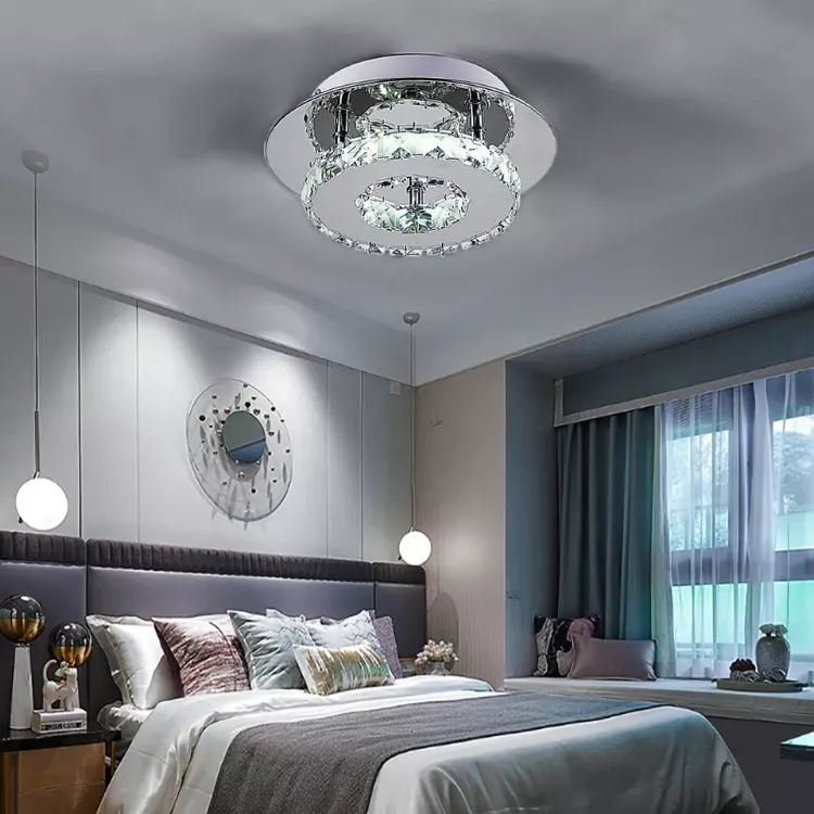 Picture of Modern Square Crystal LED Ceiling Light Chrome Pendant Chandelier for Home & Dining