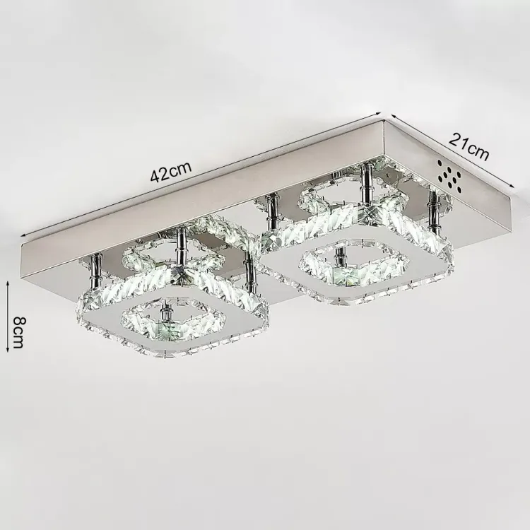 Picture of Modern Square Crystal LED Ceiling Light Chrome Pendant Chandelier for Home & Dining