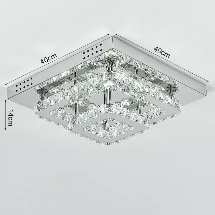 Picture of Modern Square Crystal LED Ceiling Light Chrome Pendant Chandelier for Home & Dining