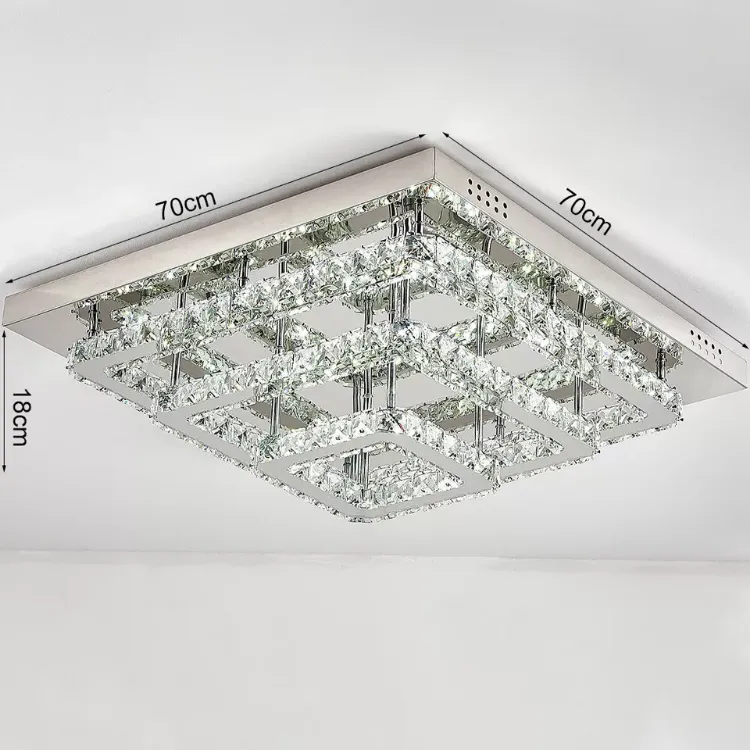 Picture of Modern Square Crystal LED Ceiling Light Chrome Pendant Chandelier for Home & Dining