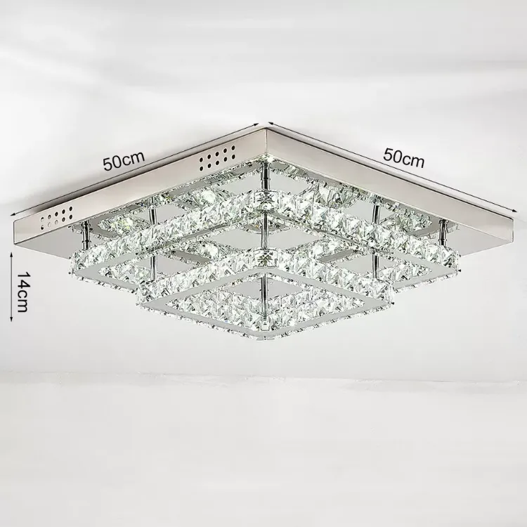 Picture of Modern Square Crystal LED Ceiling Light Chrome Pendant Chandelier for Home & Dining