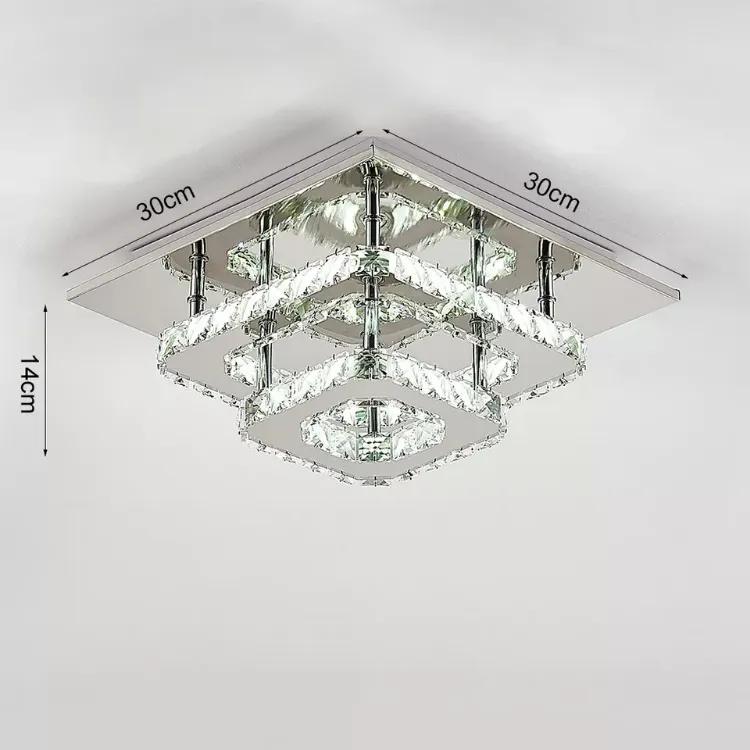 Picture of Modern Square Crystal LED Ceiling Light Chrome Pendant Chandelier for Home & Dining