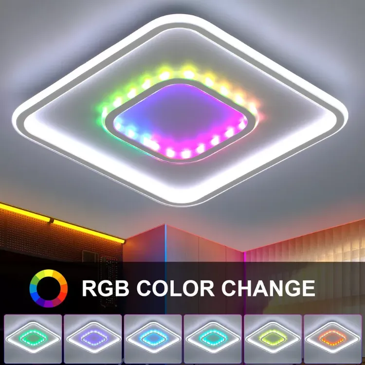 Picture of Stylish LED Chandelier Elegant RGB Ceiling Lamp for Living Room & Bedroom