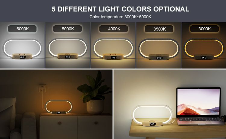 Picture of Bedside Lamp Wireless Charging, Touch Control LED Table Lamp Dimmable for Bedroom USB Night Light with 5 Colors Temperatures