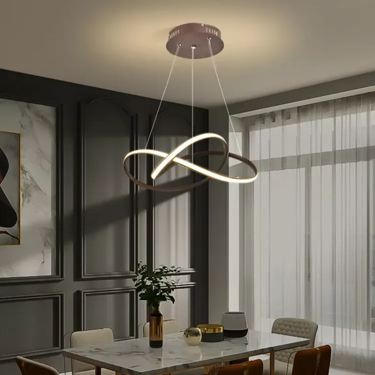 Picture of Modern LED Ring Pendant Light Adjustable Chic Ceiling Lamp for Stylish Home Décor