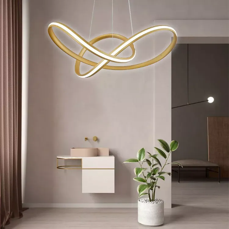 Picture of Modern LED Ring Pendant Light Adjustable Chic Ceiling Lamp for Stylish Home Décor