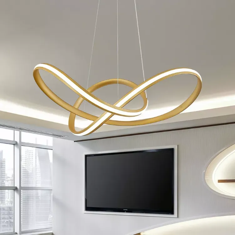 Picture of Modern LED Ring Pendant Light Adjustable Chic Ceiling Lamp for Stylish Home Décor