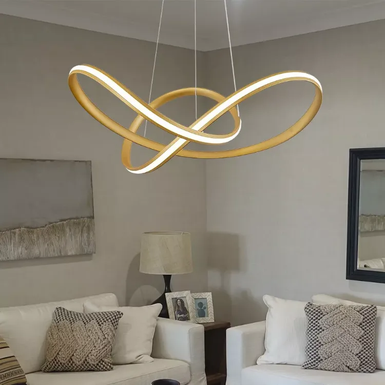 Picture of Modern LED Ring Pendant Light Adjustable Chic Ceiling Lamp for Stylish Home Décor