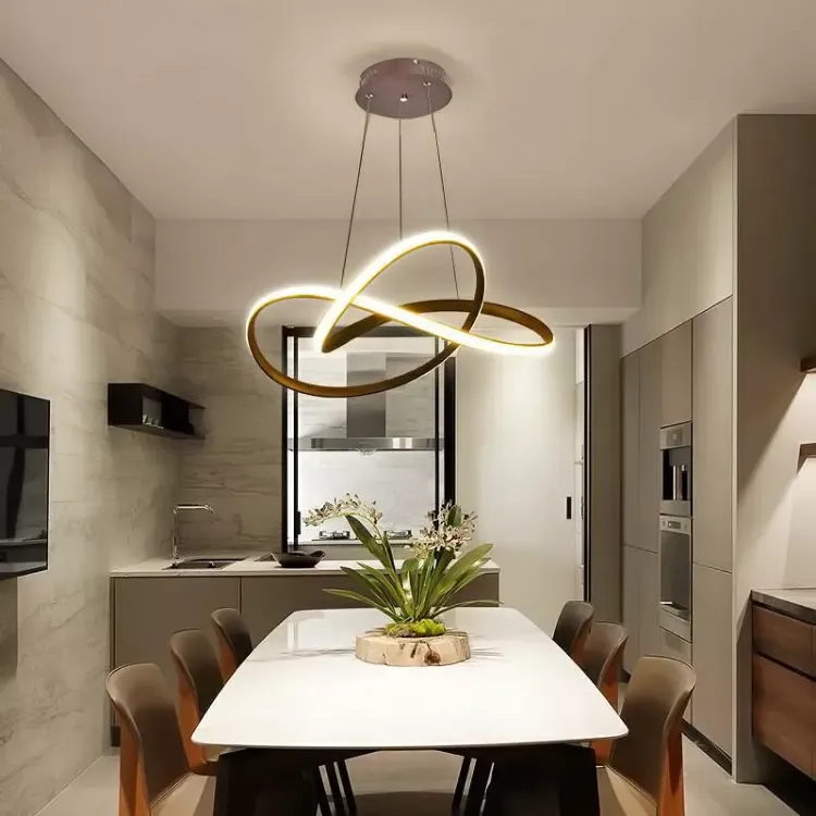 Picture of Modern LED Ring Pendant Light Adjustable Chic Ceiling Lamp for Stylish Home Décor