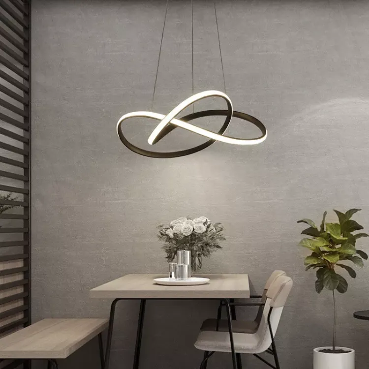 Picture of Modern LED Ring Pendant Light Adjustable Chic Ceiling Lamp for Stylish Home Décor