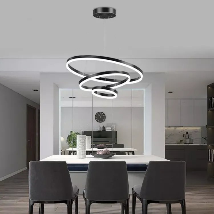 Picture of Modern LED Ring Pendant Light Adjustable Chic Ceiling Lamp for Stylish Home Décor