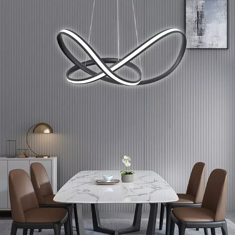 Picture of Modern LED Ring Pendant Light Adjustable Chic Ceiling Lamp for Stylish Home Décor