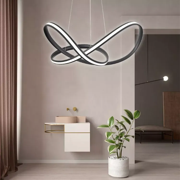 Picture of Modern LED Ring Pendant Light Adjustable Chic Ceiling Lamp for Stylish Home Décor