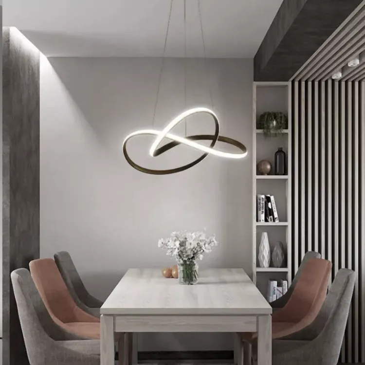 Picture of Modern LED Ring Pendant Light Adjustable Chic Ceiling Lamp for Stylish Home Décor