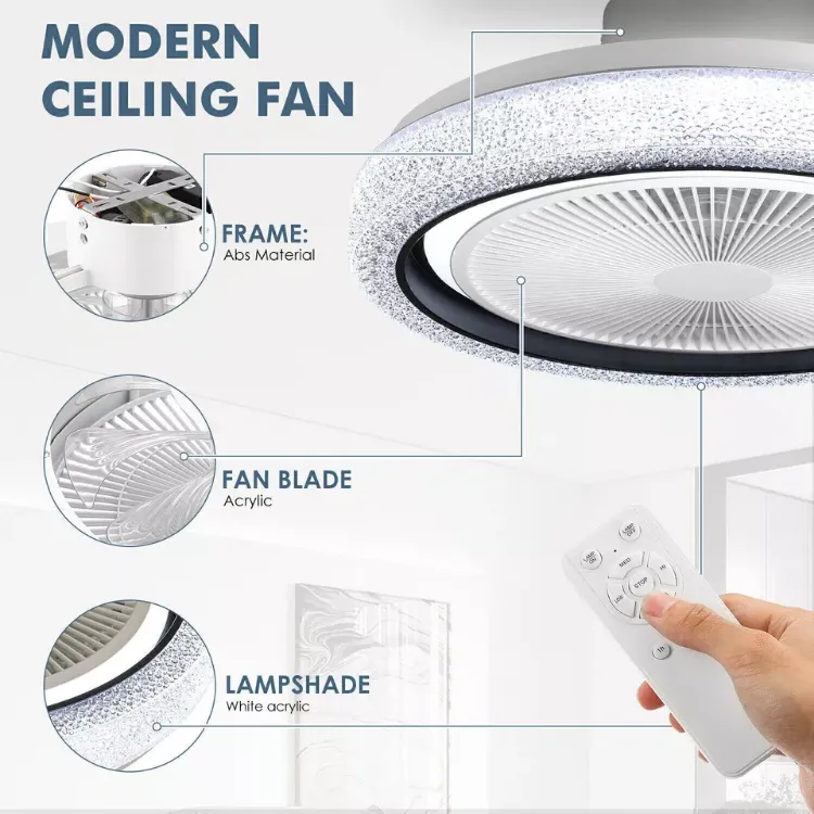 Picture of Smart RGB LED Ceiling Fan with Lights Remote Control, Adjustable Wind Speed, Dimmable & Color-Changing