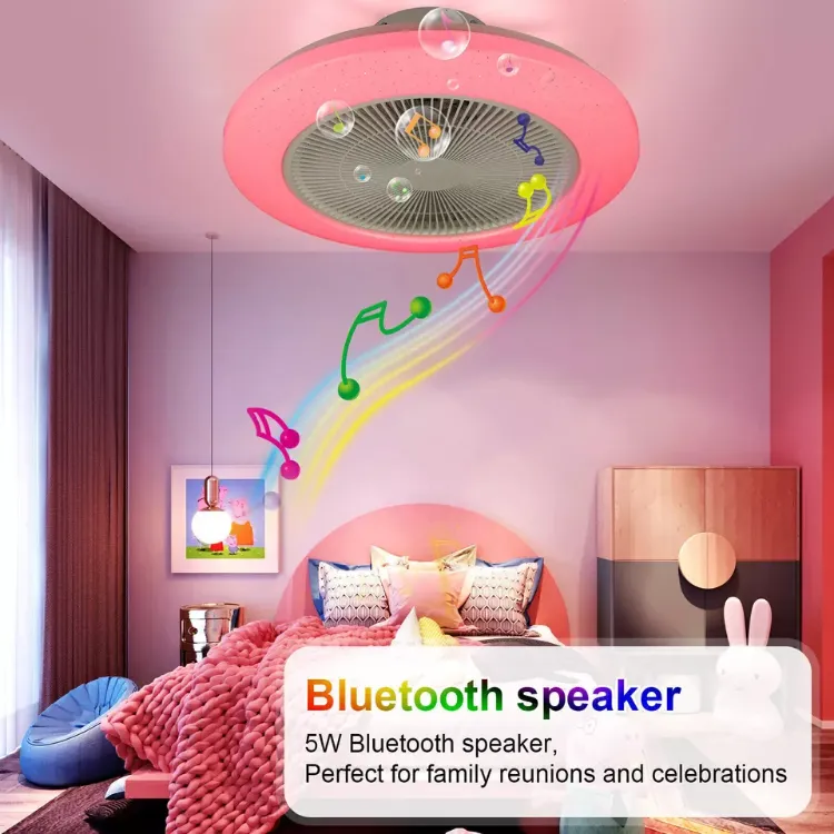 Picture of Smart RGB LED Ceiling Fan with Lights Remote Control, Adjustable Wind Speed, Dimmable & Color-Changing