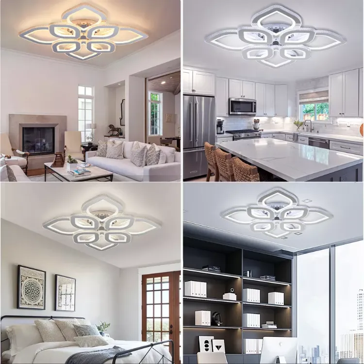 Picture of LED Crystal Ceiling Light Semi Flush Mount Lamp with Dimmable RGB Backlight