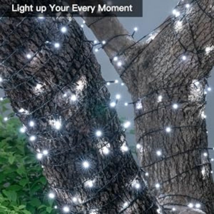 Picture of Christmas Tree Lights Outdoor, 20m 200 LED Fairy Lights Mains Powered, Cool White Waterproof String Light with Plug/Remote/Modes/Timer, Bright Lighting Outside Indoor Garden Xmas Decorations