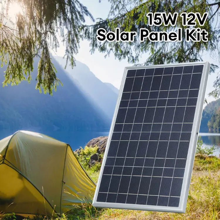 Picture of  15W DC 12V Solar Panel Kit Waterproof, Portable Charger with Alligator Clips for Home & Outdoor Use 