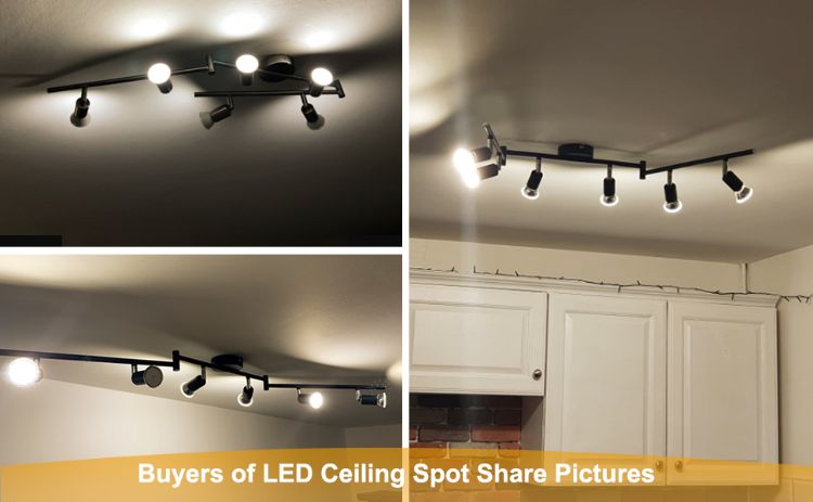 Picture of 6 Way LED Ceiling Spot Lights Rotatable, 2700K Warm White Spotlight Bar for Kitchen, Living Room, Bedroom, Matt Black & Swivelling Design