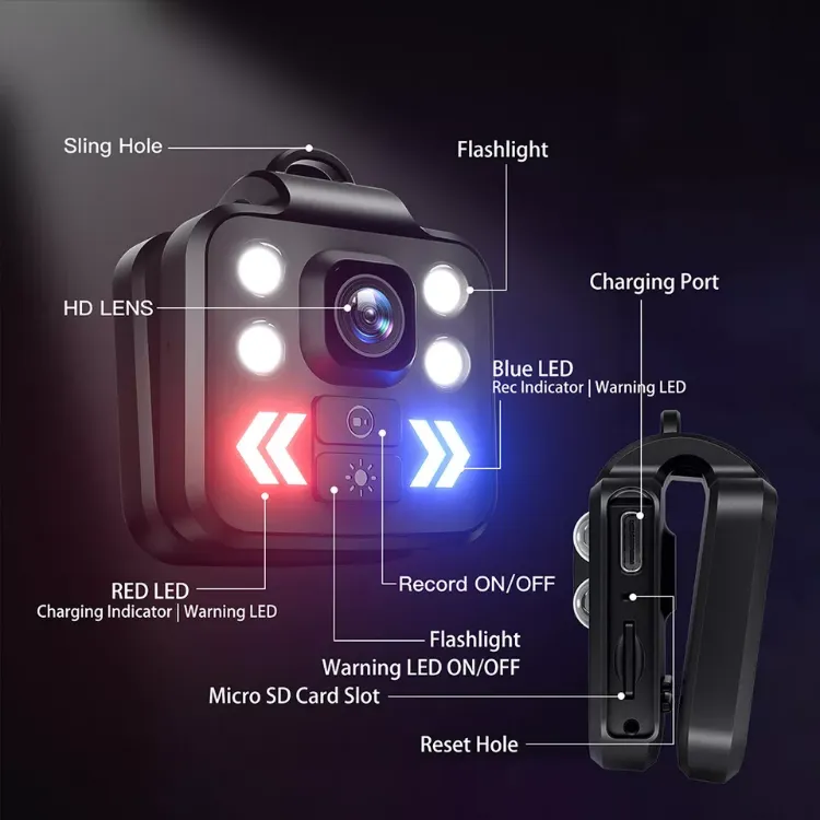 Picture of Mini 1080P HD Body Camera – Night Vision Security Cam with LED Light & Video Recorder