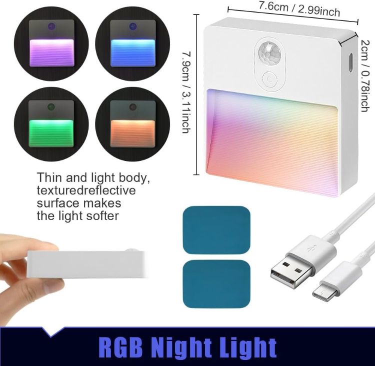 Picture of Motion Sensor LED Night Light RGB, Wireless, Magnetic Wall Lamp for Home