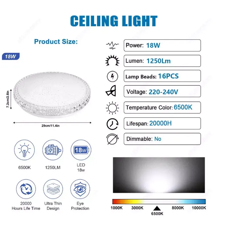 Picture of Modern LED Ceiling Light – Dimmable, for Bedroom & Living Room Decor