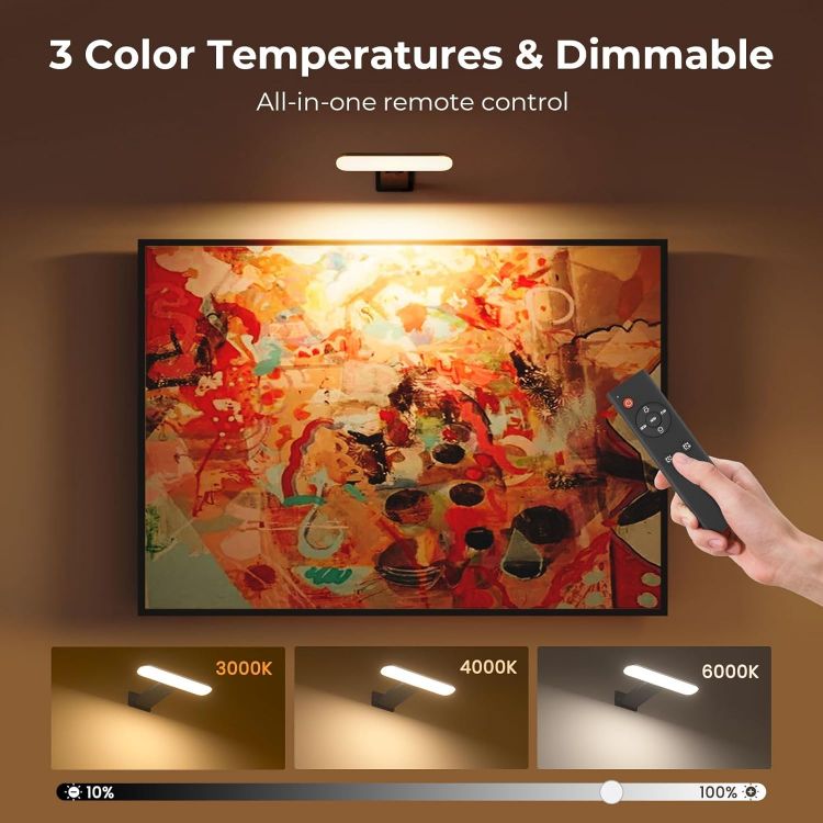 Picture of Battery-Powered Picture Lights Rechargeable, Remote Control, 3 Color Modes