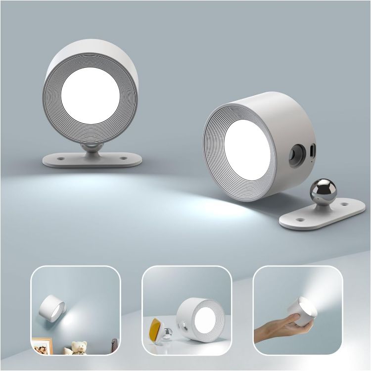 Picture of 2 Pack LED Wall Lights – 3 Colors, 3 Brightness, 360° Rotation, Touch Control