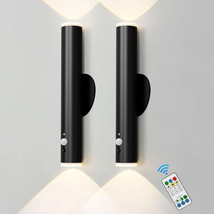 Picture of Rechargeable Wall Lights, Pack of 2 Wall Lamp with Motion Sensor and Remote, Dimmable and Color Changing Wall Sconces