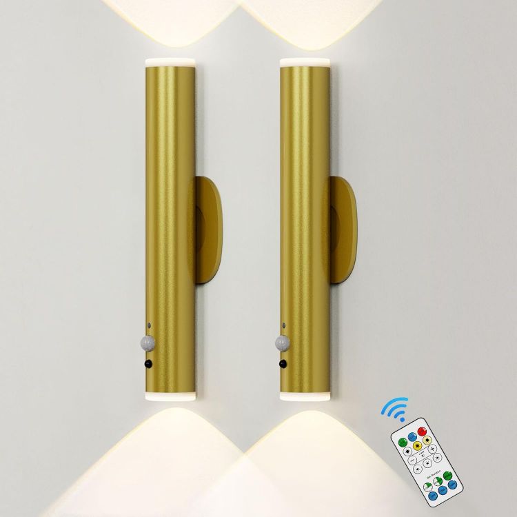 Picture of Rechargeable Wall Lights, Pack of 2 Wall Lamp with Motion Sensor and Remote, Dimmable and Color Changing Wall Sconces