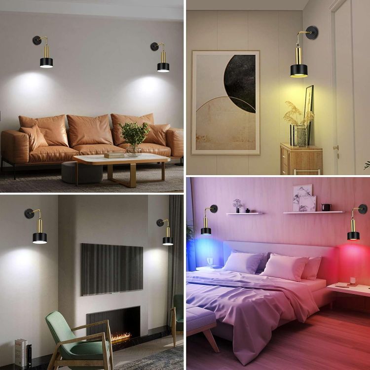 Picture of Rechargeable Wall Sconces, Battery Powered Dimmable Wall Light RGB 18 Colors, USB Wall Lamp With Remote Control 