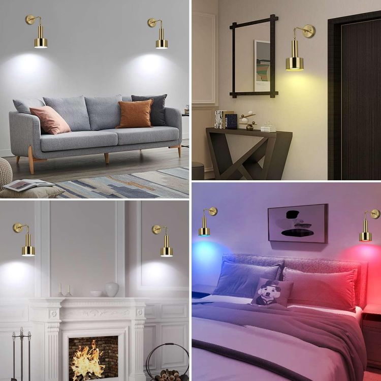 Picture of Rechargeable Wall Sconces, Battery Powered Dimmable Wall Light RGB 18 Colors, USB Wall Lamp With Remote Control 