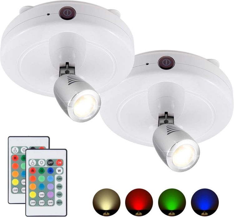 Picture of LED Spotlights Ceiling Lights, Dimmable Display Lights for Picture, Remote Controlled Lights, Puck Lights Stick-On for Cabinets & Pictures