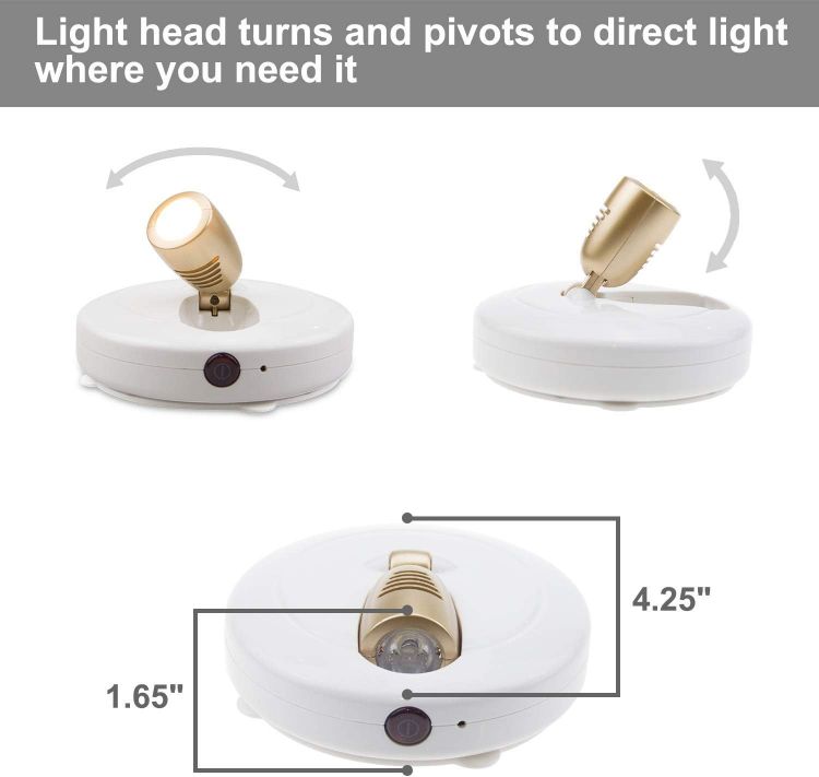 Picture of LED Spotlights Ceiling Lights, Dimmable Display Lights for Picture, Remote Controlled Lights, Puck Lights Stick-On for Cabinets & Pictures