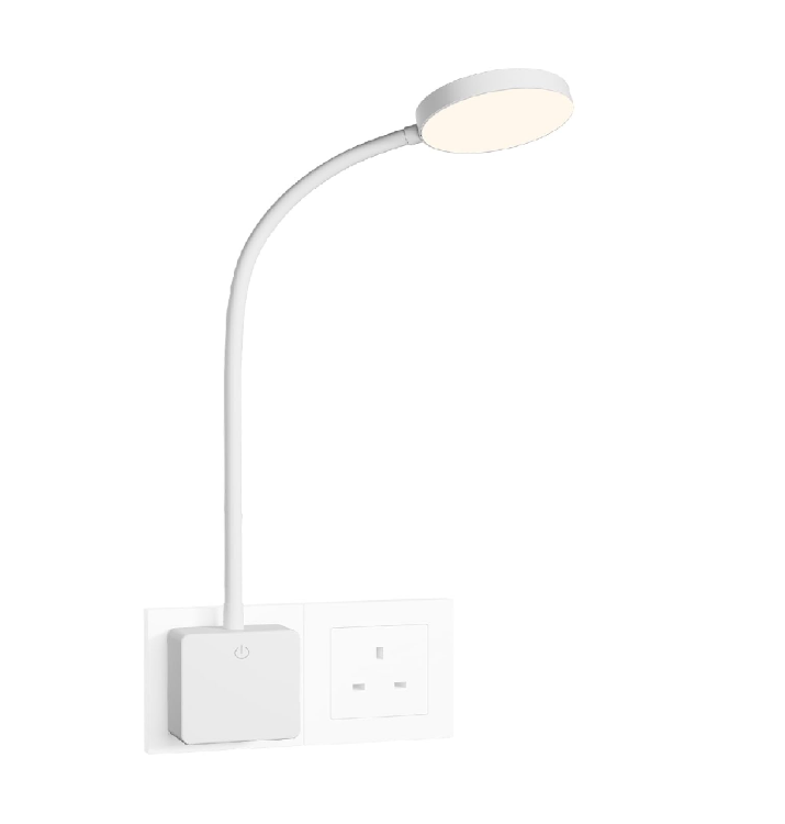 Picture of Dimmable Plug in LED Wall Reading Light, 4W LED Flexible Bedside Reading Lamp, 350LM, Neutral White 4000K Wall Light