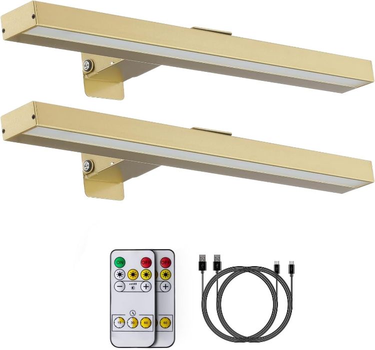 Picture of Wireless Picture Light, Rechargeable Battery Art Display Light with Remote Control, Dimmable/Timer Off Light for Paintings, Picture,Frame