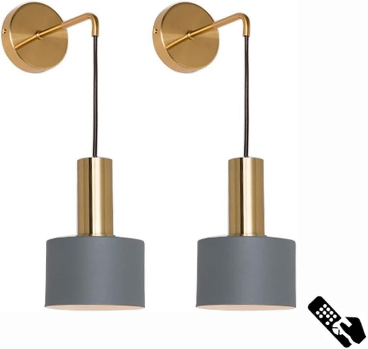 Picture of Battery Operated Wall Sconces, Modern No Wire Wall Lamp with Remote and led Light Bulb, High-quality Copper Lighting Fixture - Pack Of 2