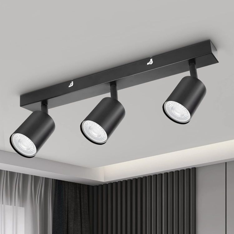 Picture of Adjustable Wall Spotlights – Matte Black Indoor Lights with GU10 Socket, LED 6W Compatible, Modern Ceiling & Wall Spotlights for Kitchen, Bedroom, Lounge & Dining Room (Pack of 2)