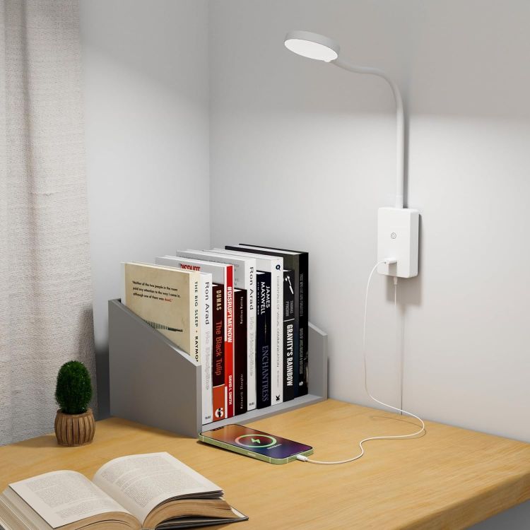 Picture of Touch Dimmable LED Wall Reading Light – Flexible Bedside Lamp with 5V/2A USB Port, 4 Brightness Levels, 120° Wide Angle, Neutral White 4000K, Wall Mounted for Bedroom