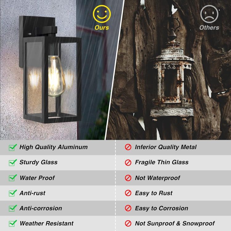 Picture of Waterproof Outdoor Wall Light – Mains Powered 100W E27 Black Sconce, Durable & Weather-Resistant for Garden, Patio, Porch, and Exterior Walls